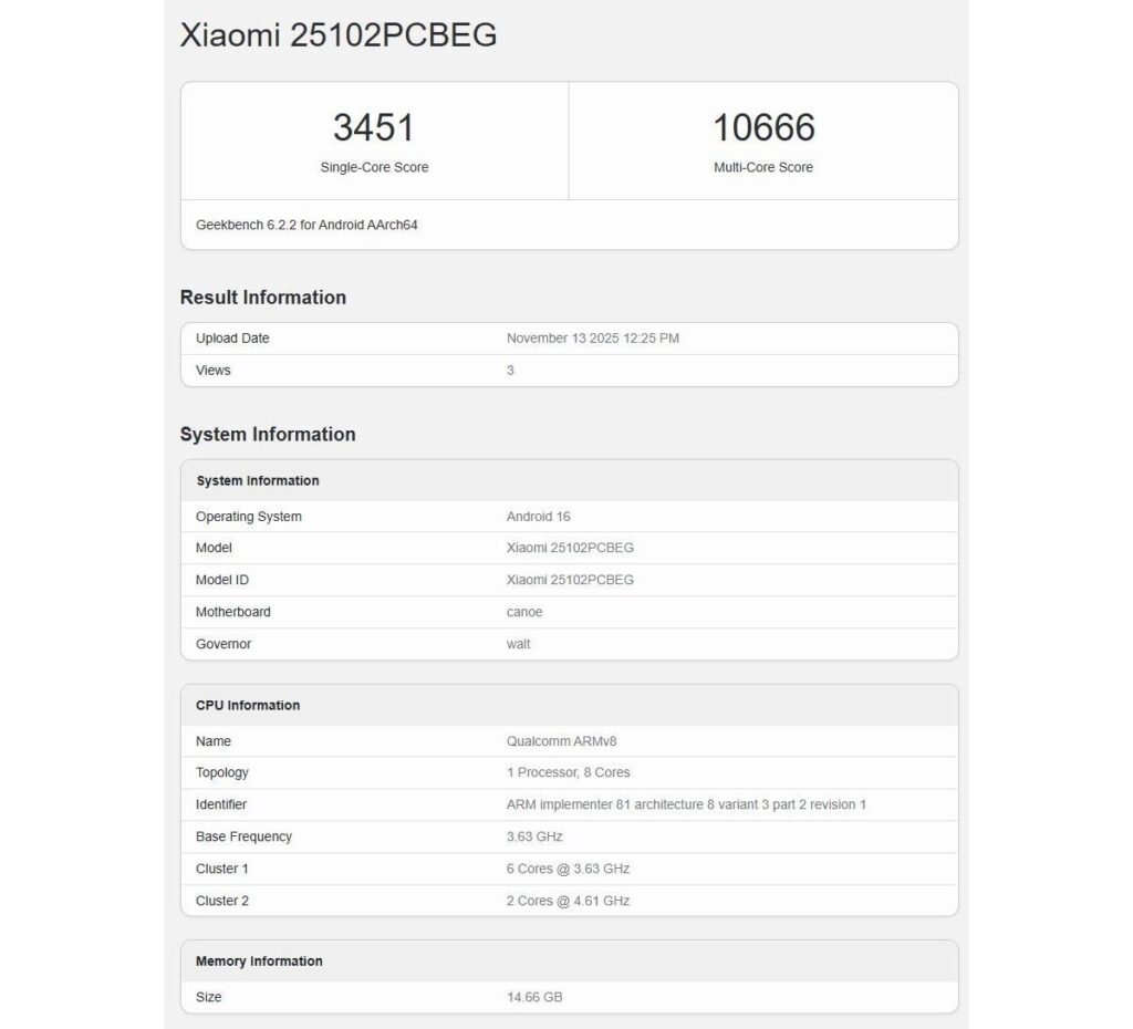 Poco F8 Ultra confirmed by Geekbench listing